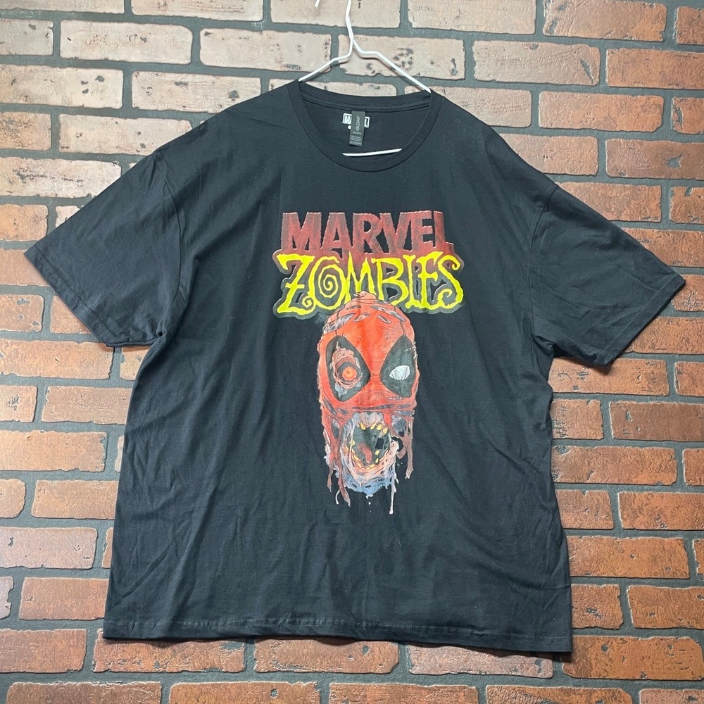 Marvel Zombies Deadpool Graphic T-Shirt Men's 2XL‎ Black Comic Book Tee
